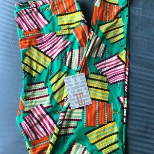 LuLaRoe Colorful Geometric Birthday Cake Pattern Leggings Size TC